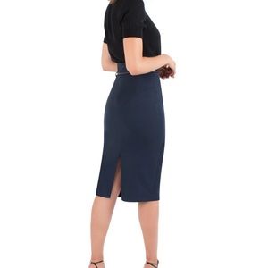 Black Halo, high waisted Jackie O pencil skirt. Size 0, dark blue (eclipse)